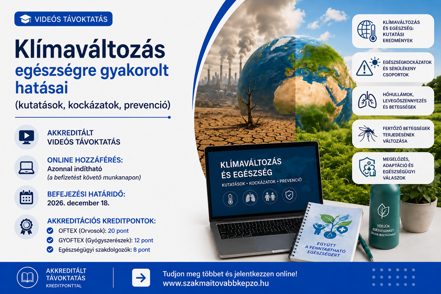 Klímaváltozás egészségre gyakorolt hatásai – akkreditált videós távoktatás